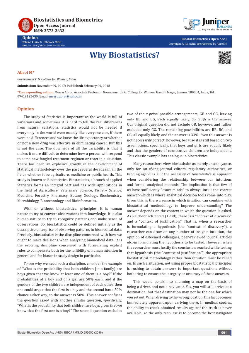 research paper on biostatistics