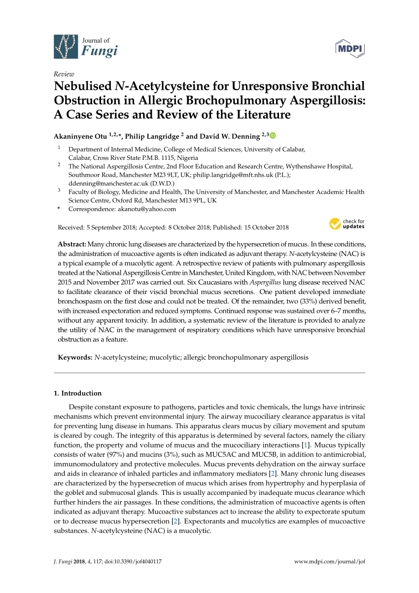 PDF Nebulised N Acetylcysteine for Unresponsive Bronchial ...