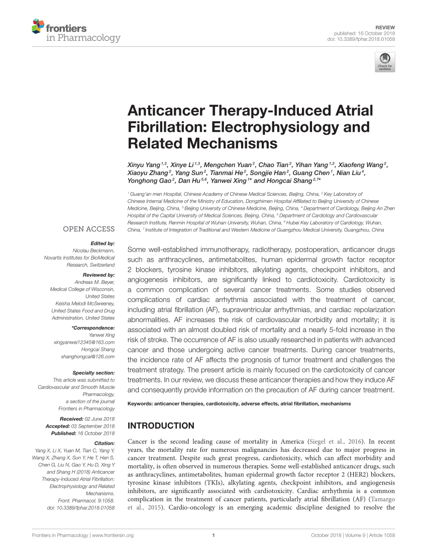PDF) Anticancer Therapy-Induced Atrial Fibrillation 