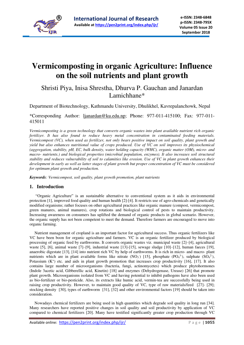 research paper on vermicomposting
