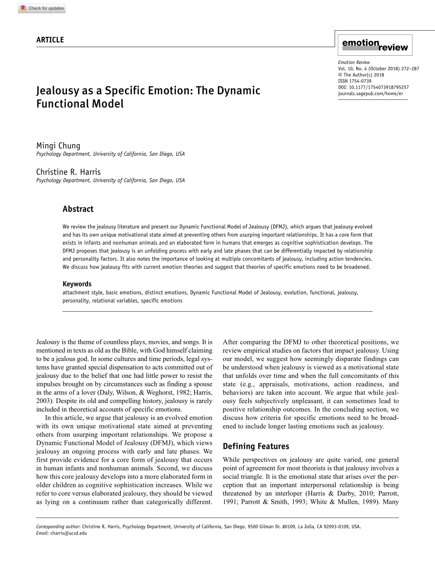 psychological research on jealousy