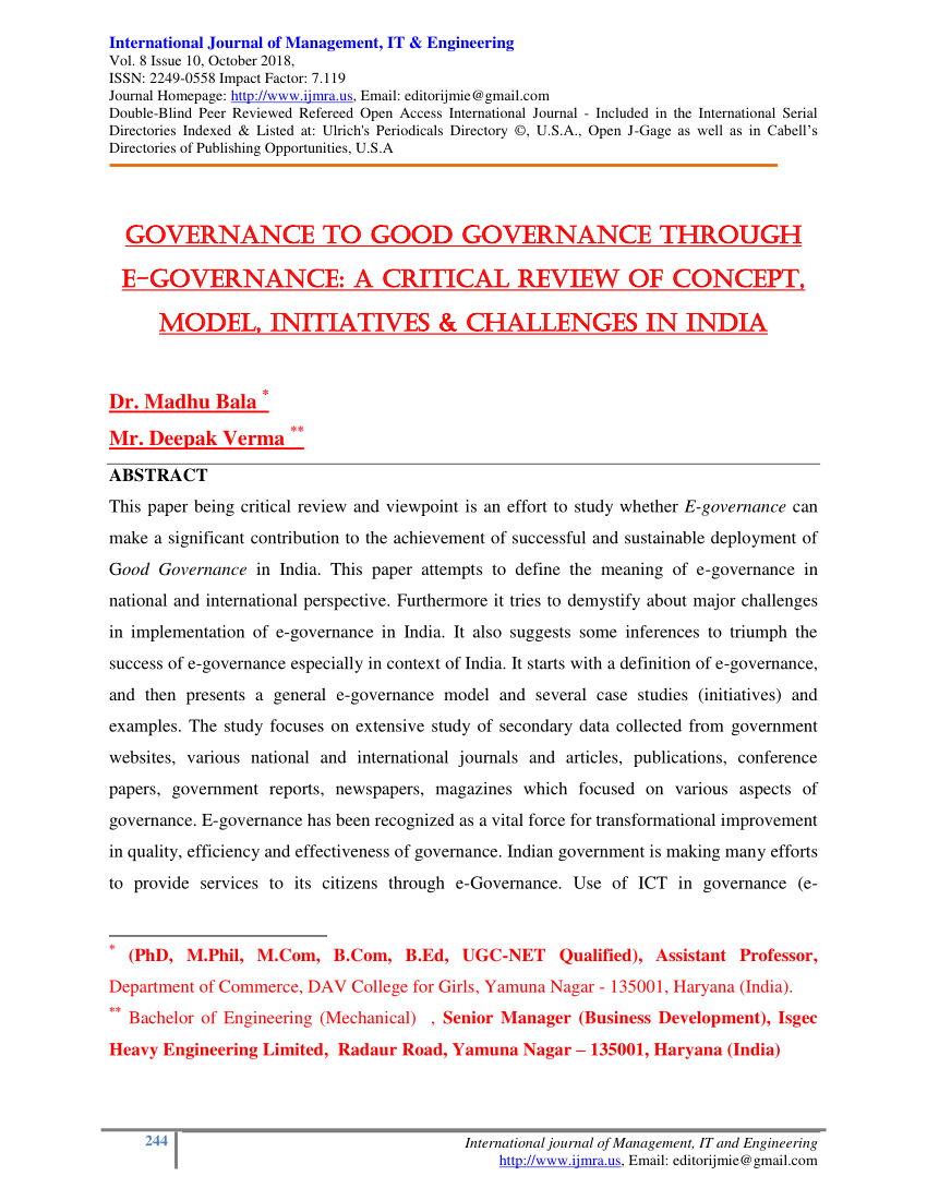 essay on poor governance in india