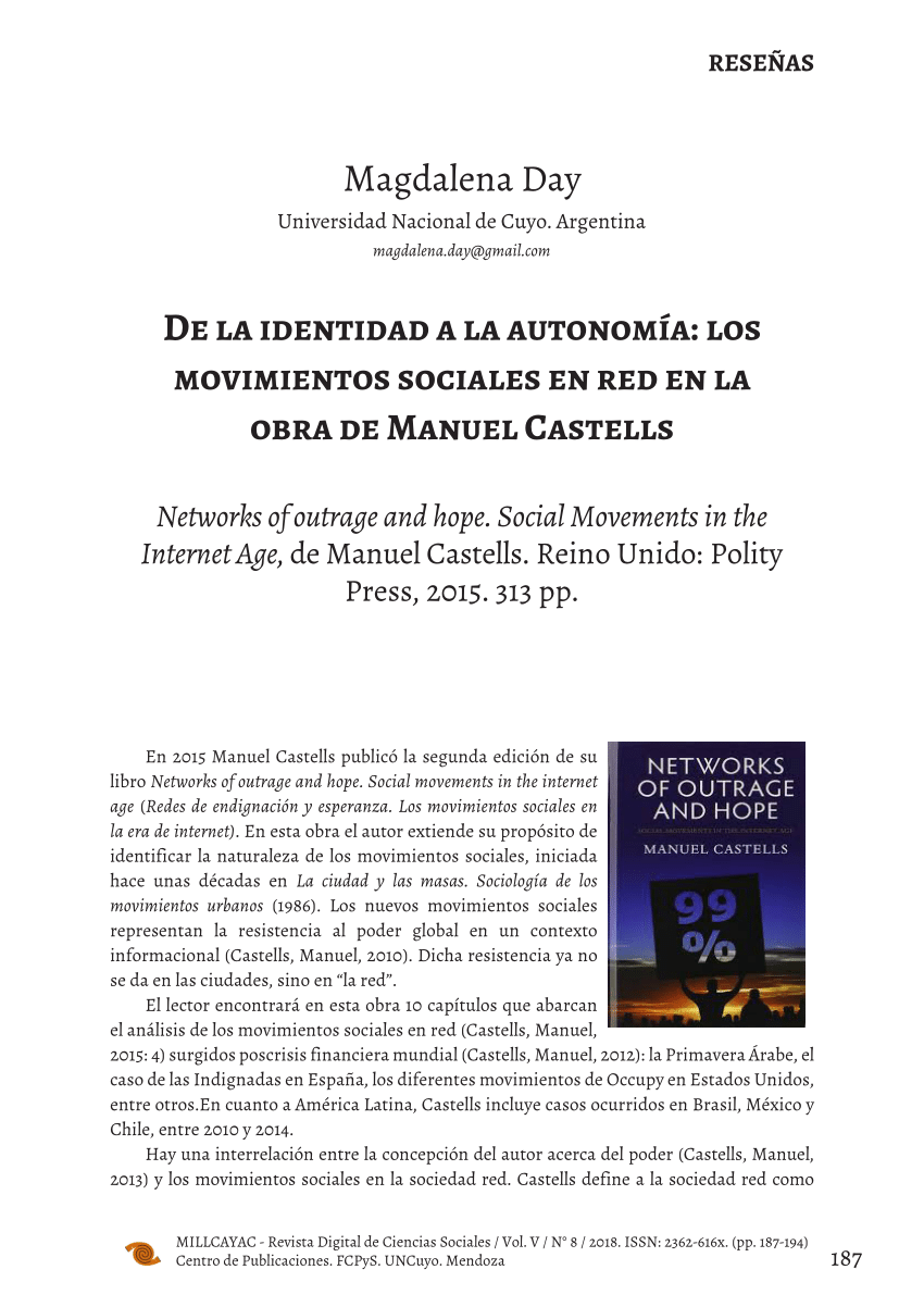PDF) De la identidad a la autonomía: los movimientos sociales en red en la  obra de Manuel Castells