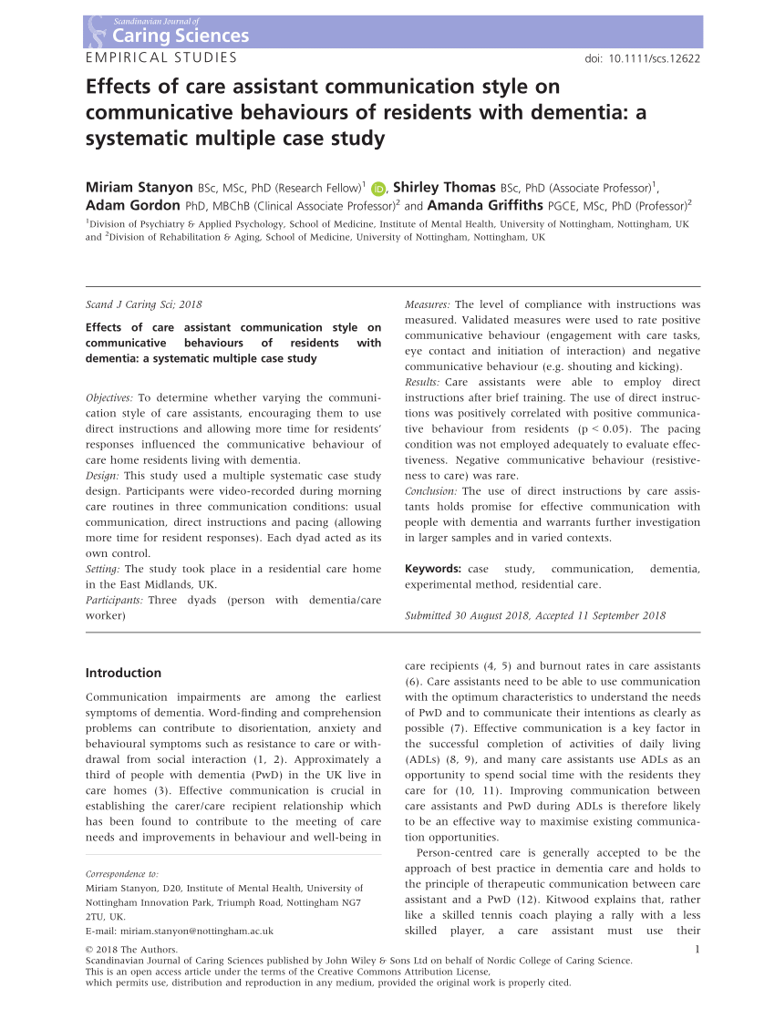 dementia communication case study