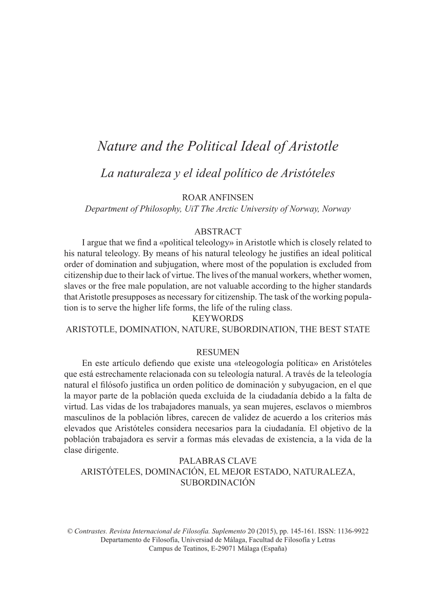 PDF) Nature and the Political Ideal of Aristotle