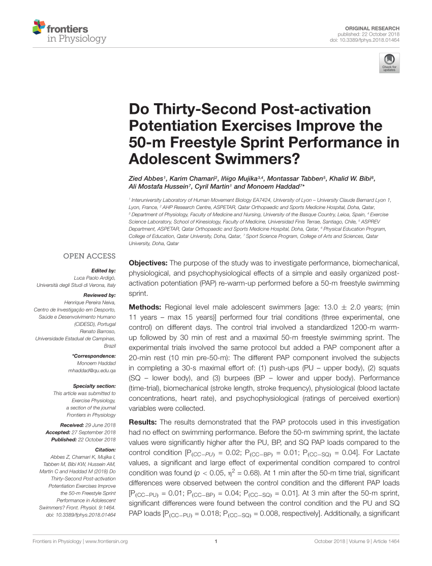 PDF) Do Thirty-Second Post-activation Potentiation Exercises ...