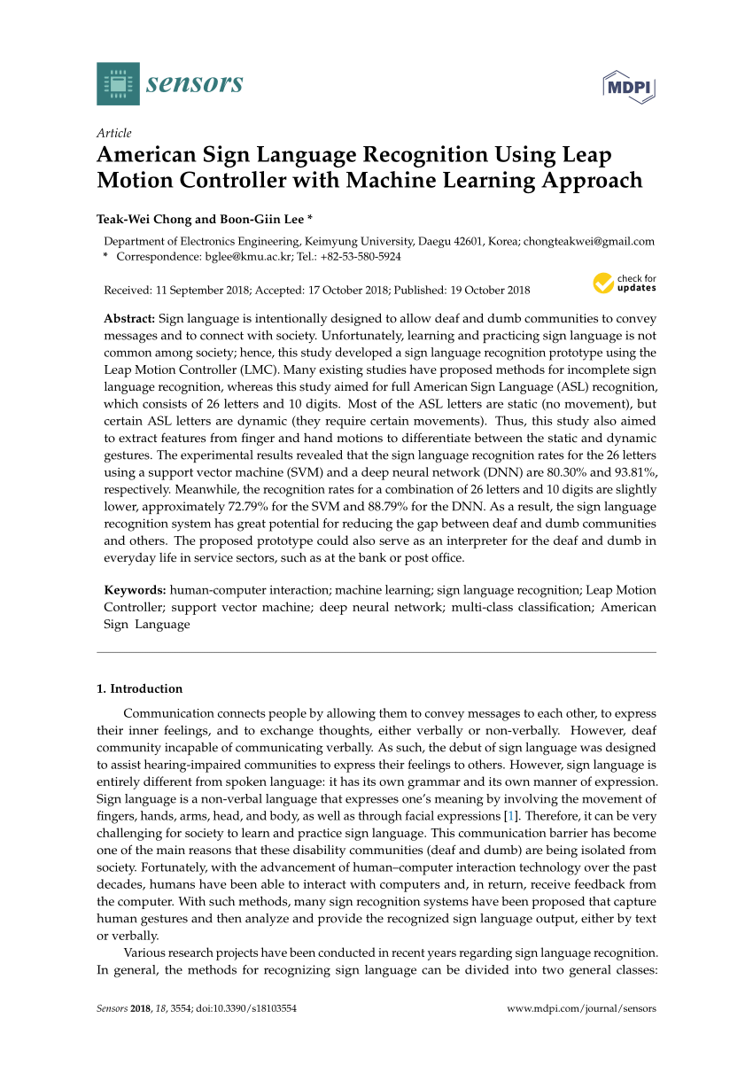 sign language recognition using machine learning research paper