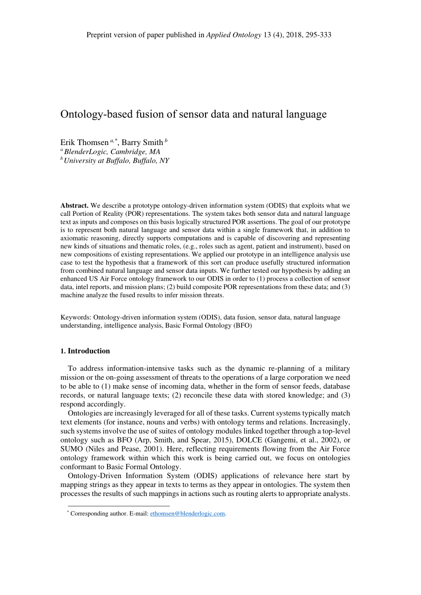 smidig fungere par PDF) Ontology-based fusion of sensor data and natural language