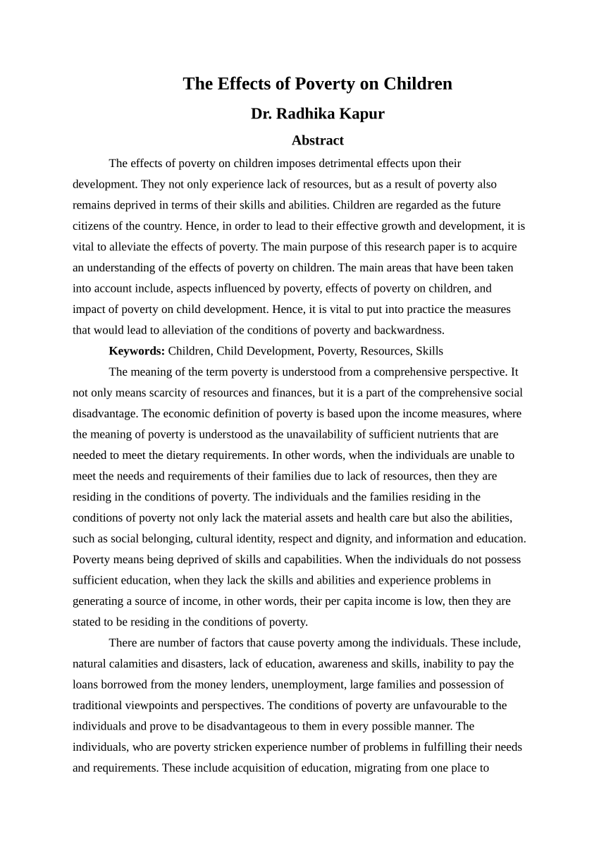 poverty affects education essay