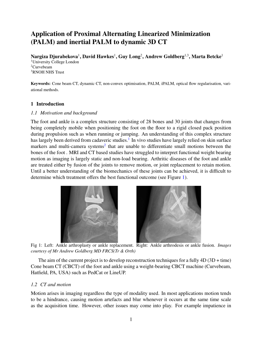 (PDF) 4D cone beam CT imaging of foot and ankle dynamics
