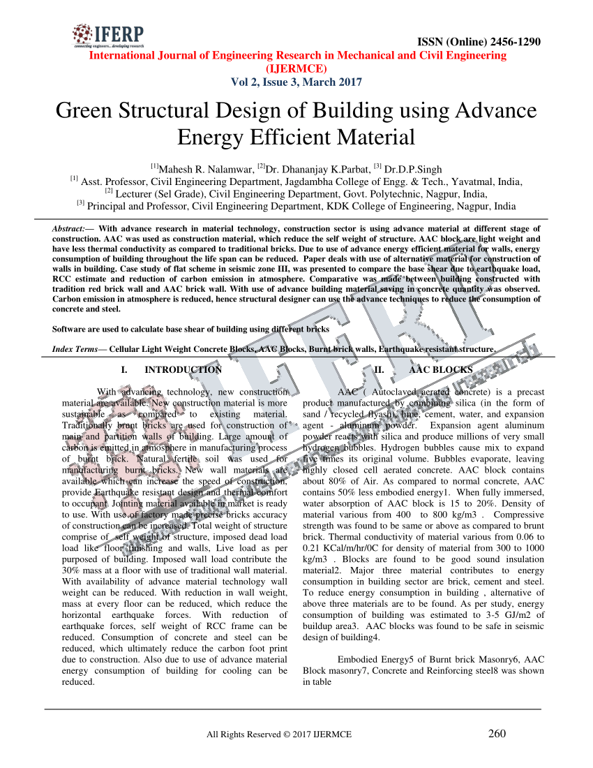PDF) Green Structural Design of Building using Advance Energy ...
