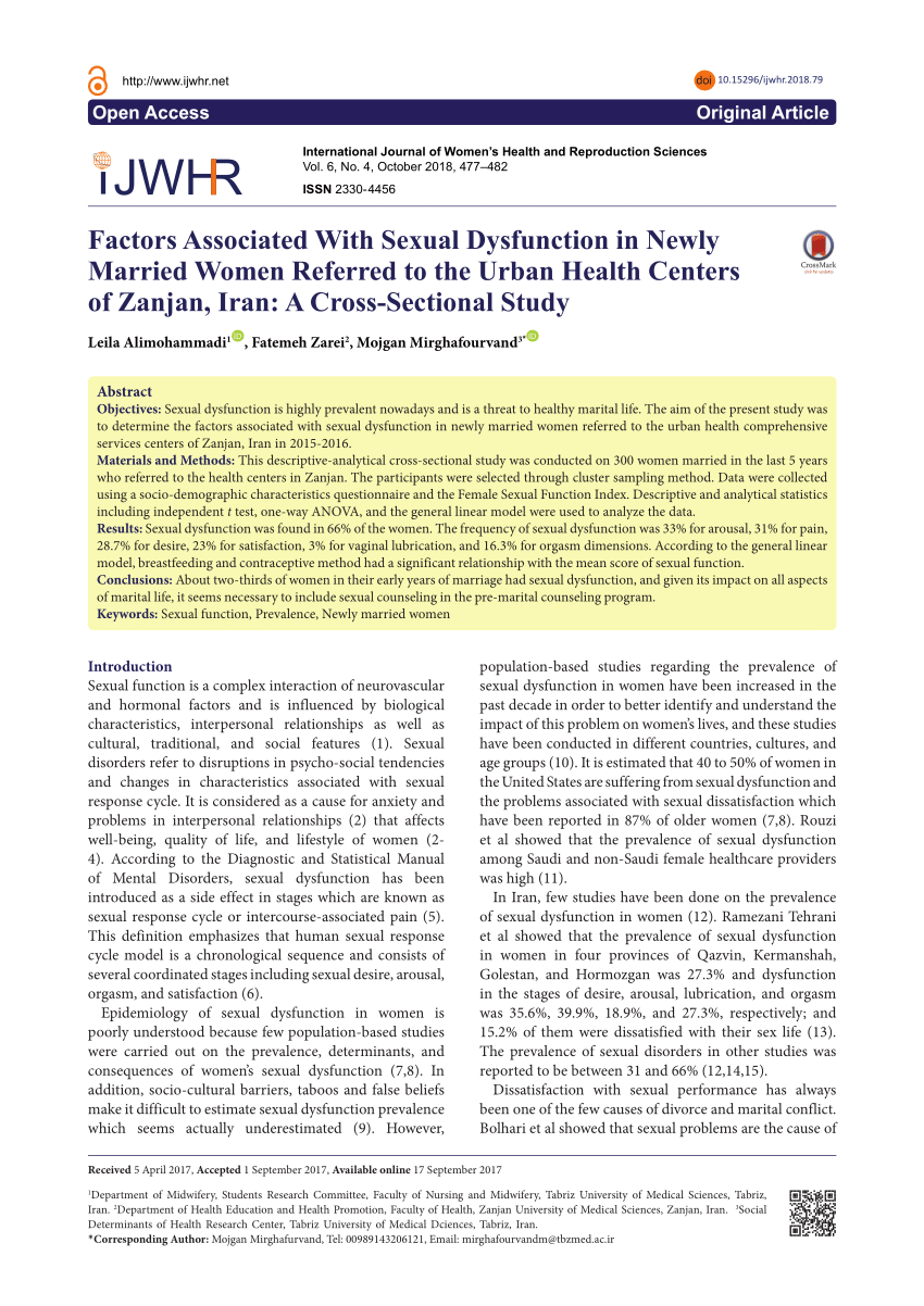 PDF Factors Associated With Sexual Dysfunction in Newly Married