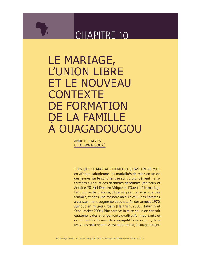 Pdf Le Mariage L Union Libre Et Le Nouveau Contexte De