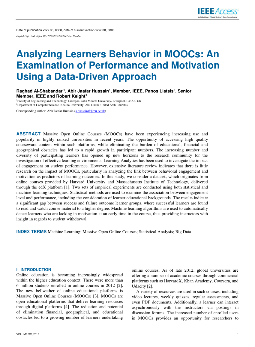 Pdf Analyzing Learners Behavior In Moocs An Examination Of