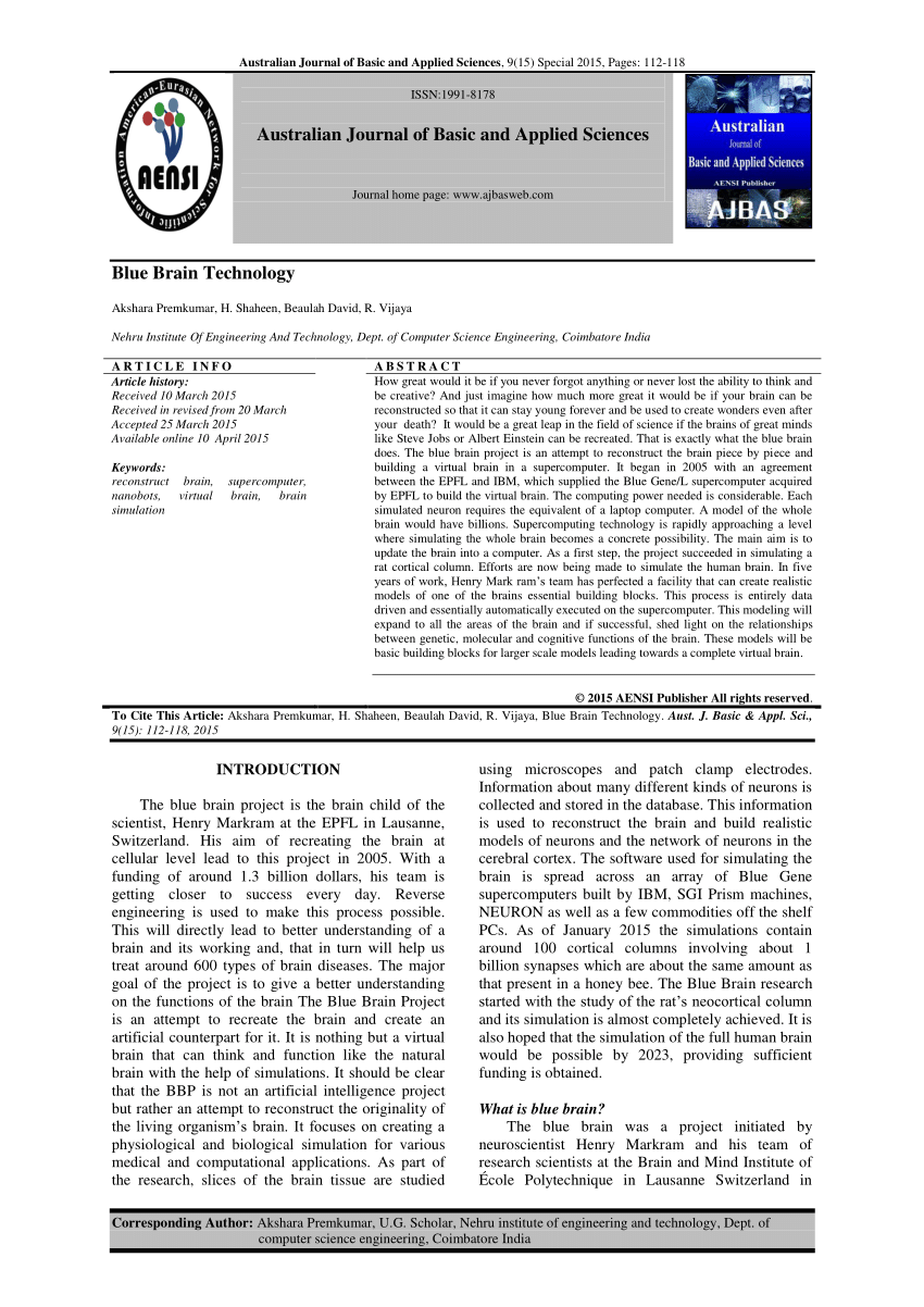 blue brain research paper ieee