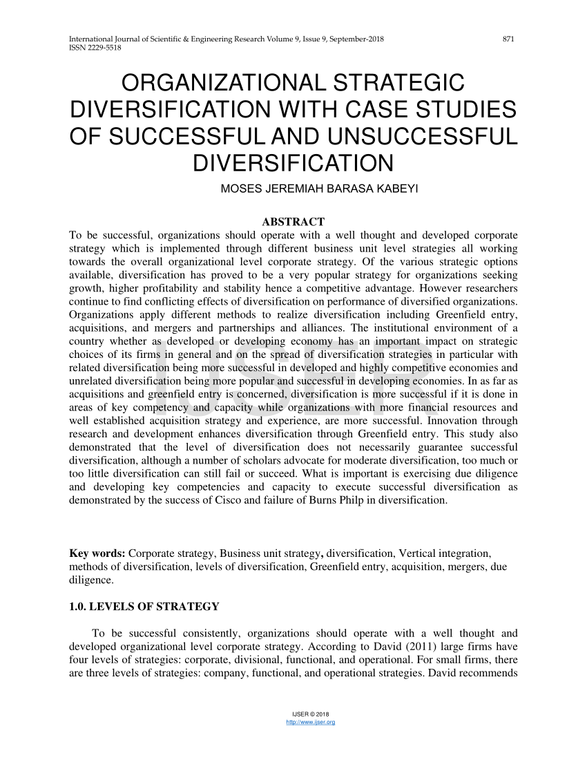 case study diversification strategy