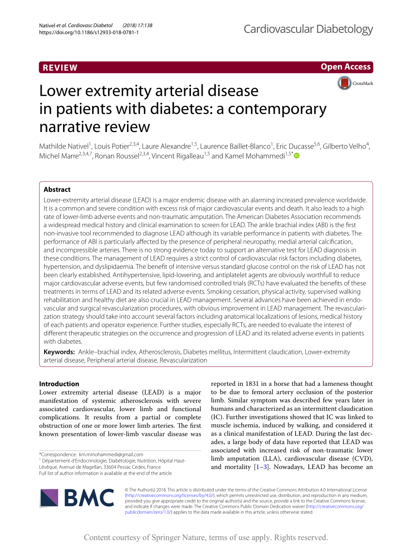 PDF) Lower extremity arterial disease in patients with diabetes a contemporary narrative review picture