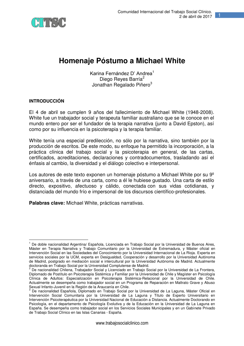 PDF) Homenaje Póstumo a Michael White