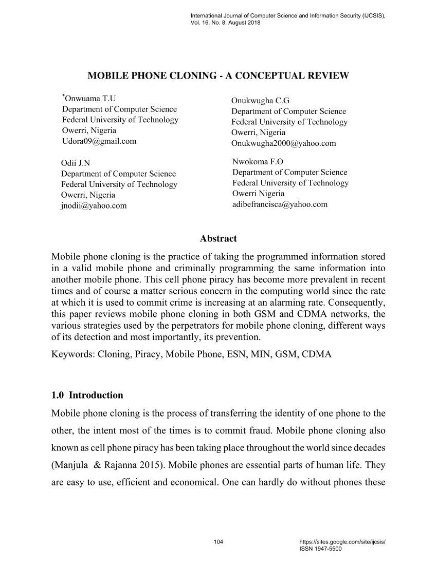 mobile cloning research paper