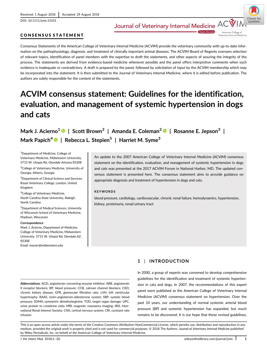 (PDF) ACVIM consensus statement Guidelines for the identification