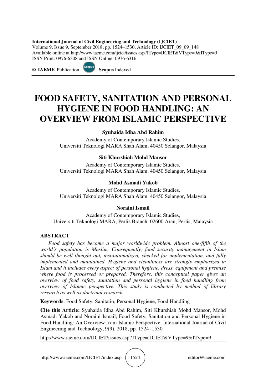 food sanitation research paper