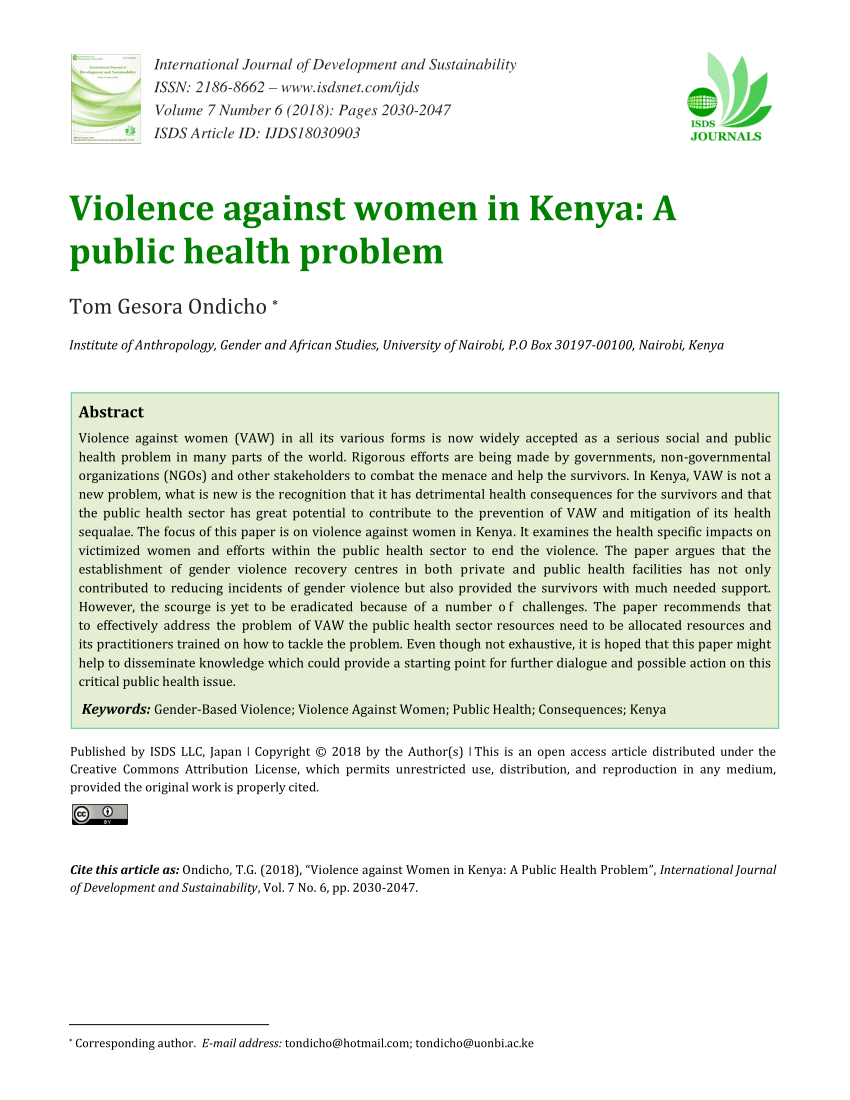 literature review on gender based violence in kenya