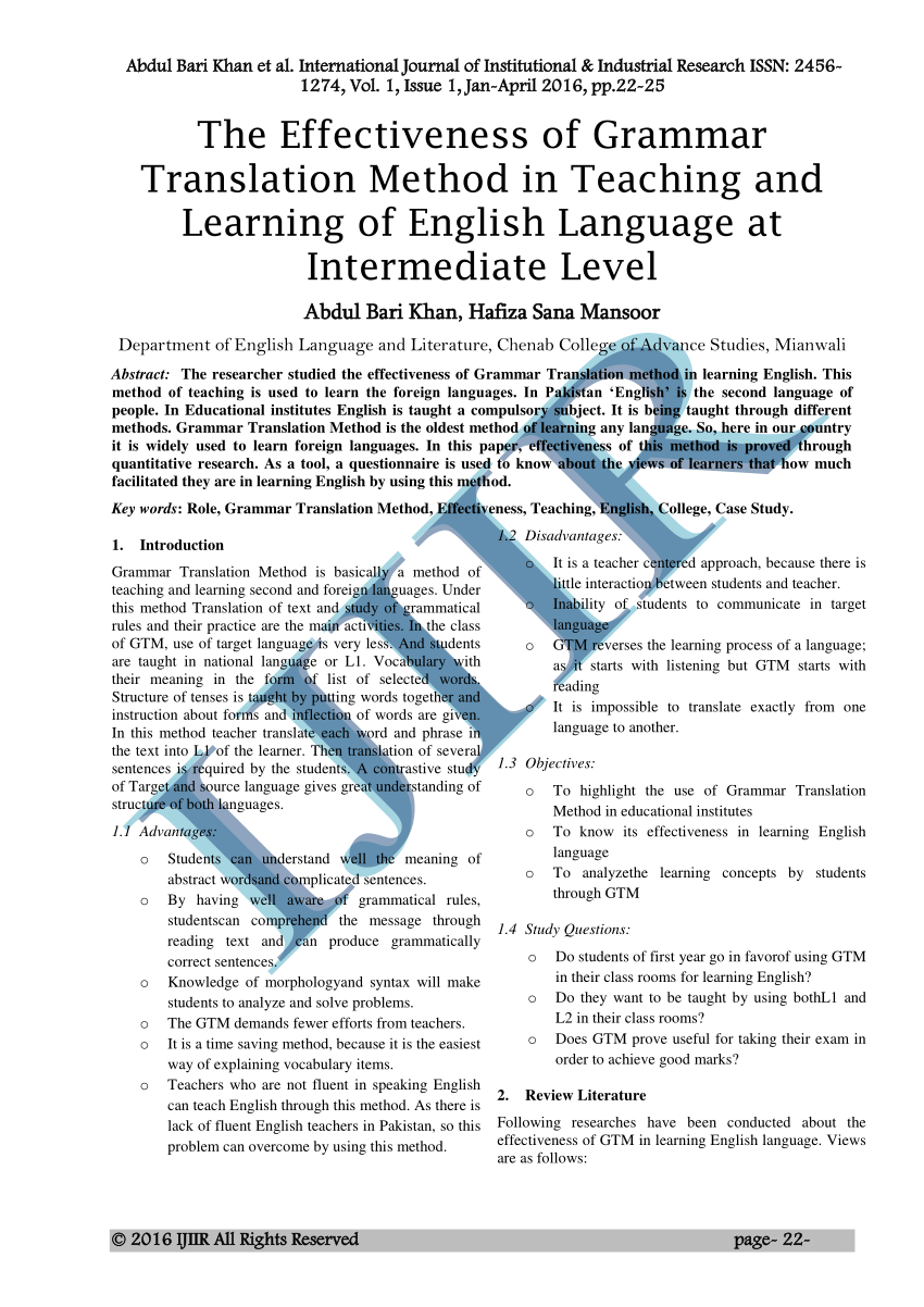 research paper about teaching grammar