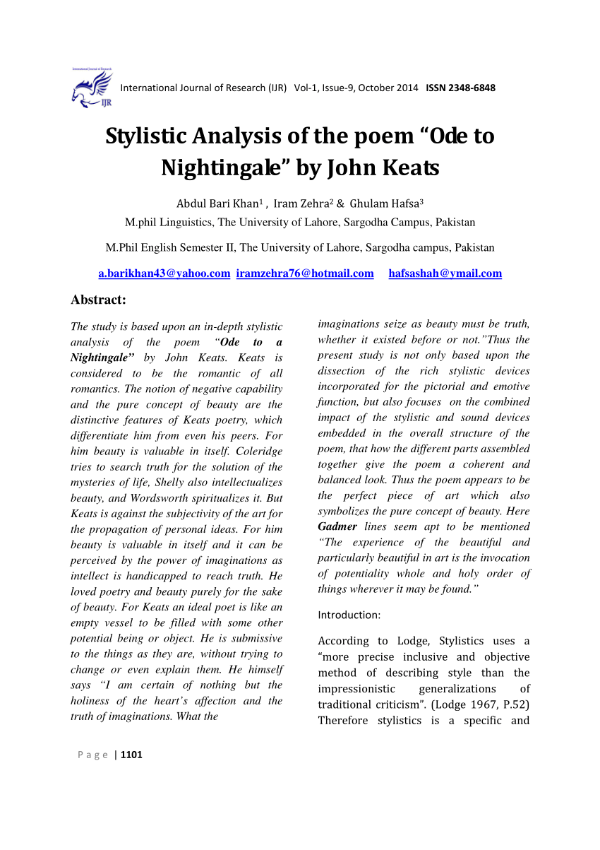 john keats style of writing poems