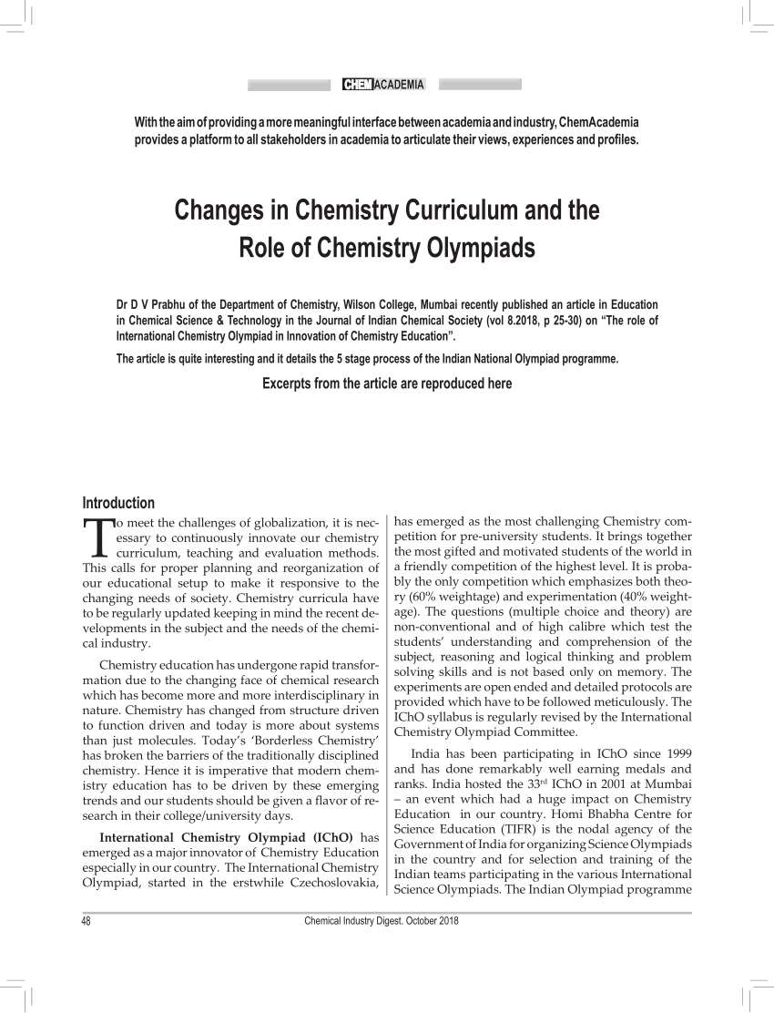 role of chemistry in society and industry