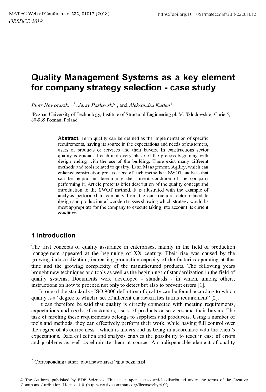 case study quality management system