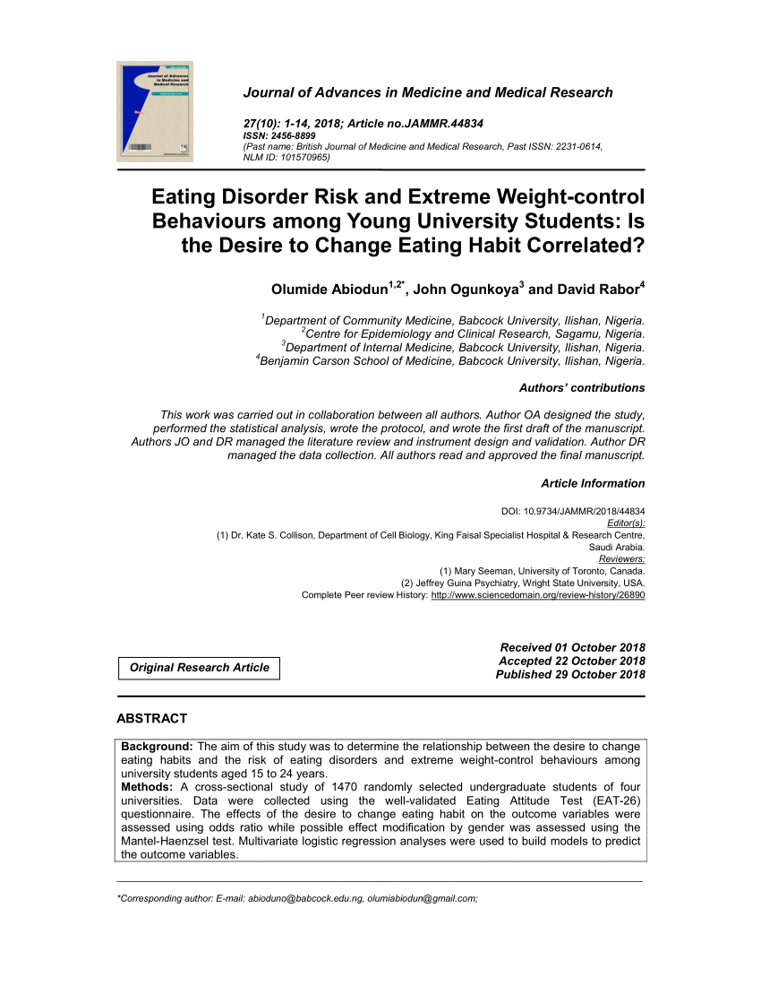 research articles on eating disorders