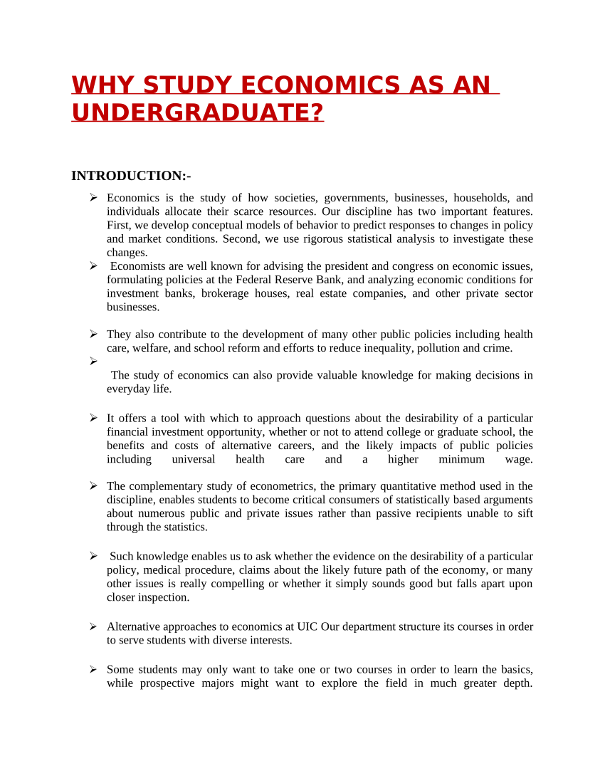 undergraduate economic dissertations