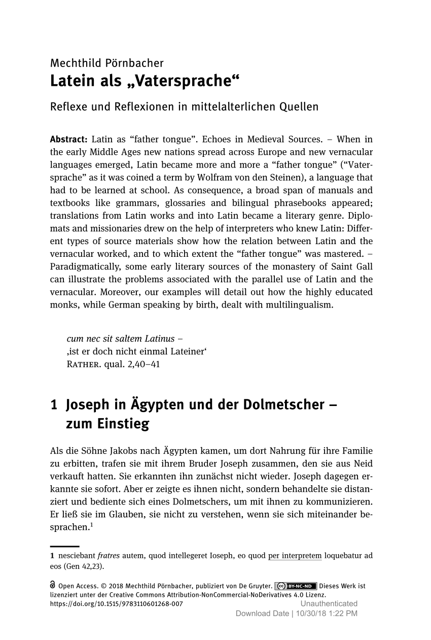 Pdf Latein Als Vatersprache Sprach Und Kulturwissenschaftliche Studien Zur Ethnizitat