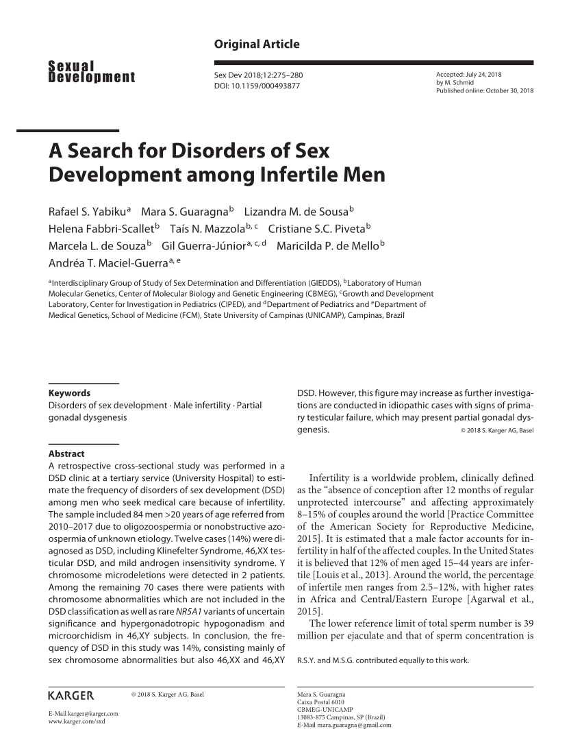 A Search for Disorders of Sex Development among Infertile Men | Request PDF