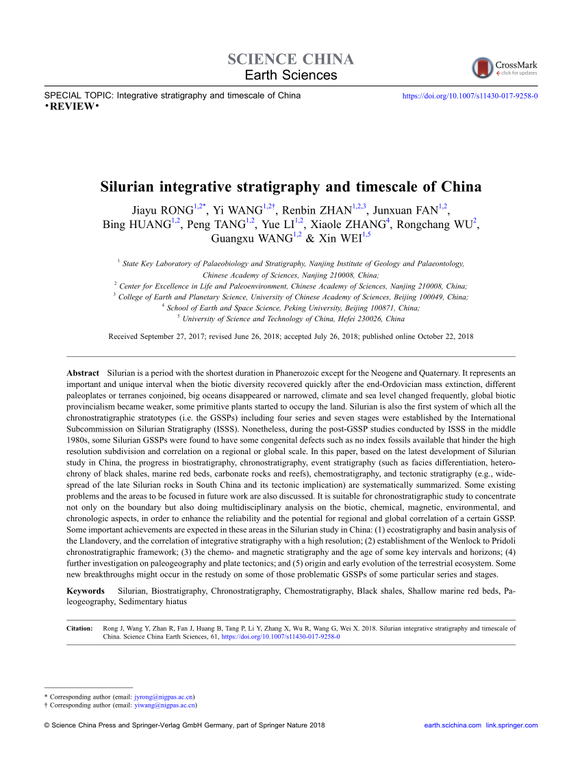 Pdf Silurian Integrative Stratigraphy And Timescale Of China - 
