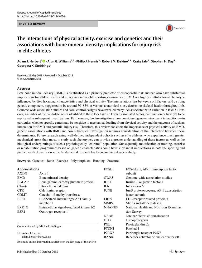 PDF) The interactions of physical activity, exercise and genetics and their associations with bone mineral density implications for injury risk in elite athletes foto afbeelding