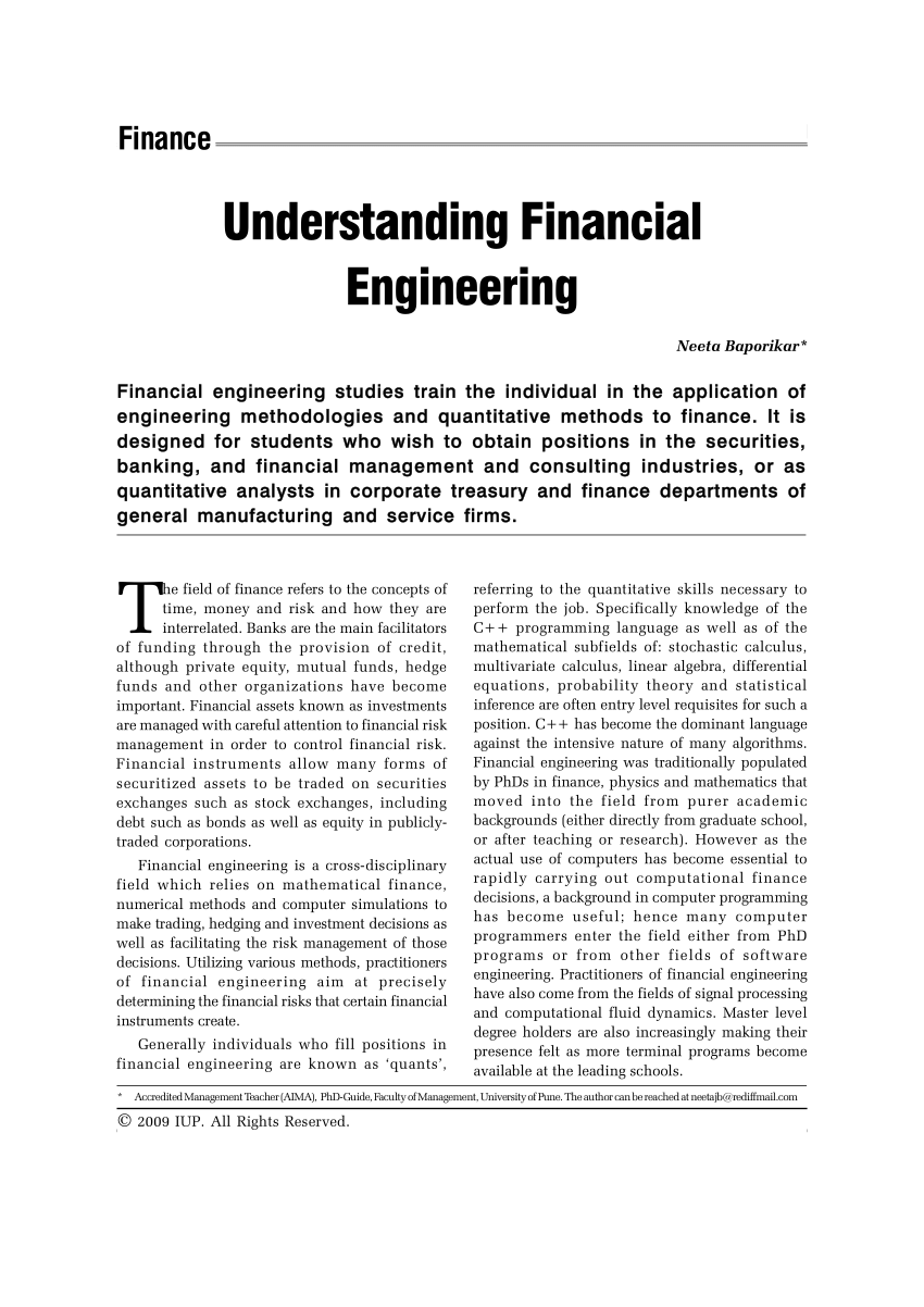 case study in financial engineering