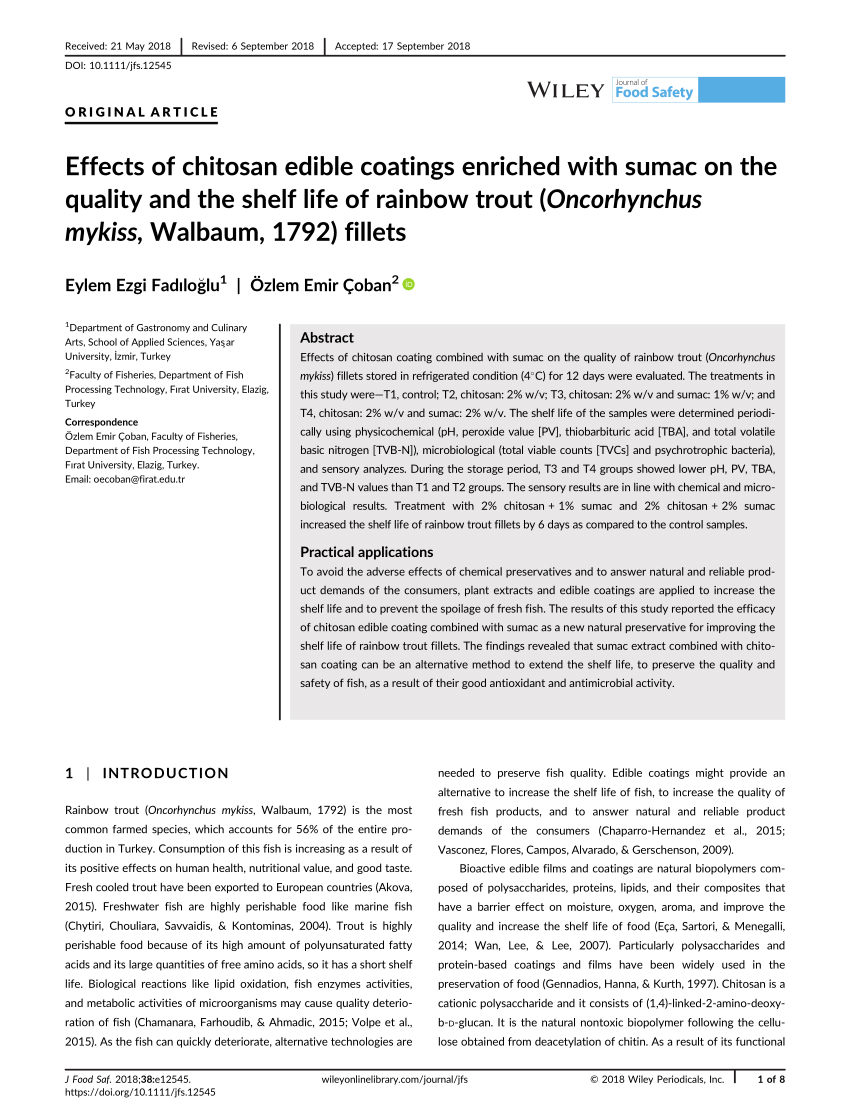 PDF) Effects of chitosan edible coatings enriched with sumac on
