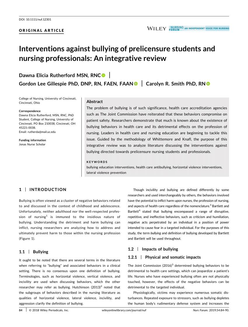 bullying in nursing students a integrative literature review