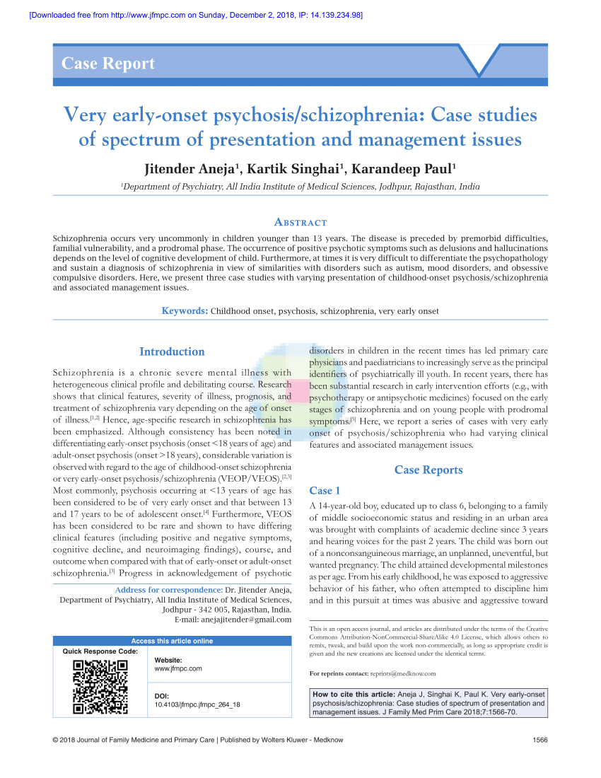 case study early psychosis