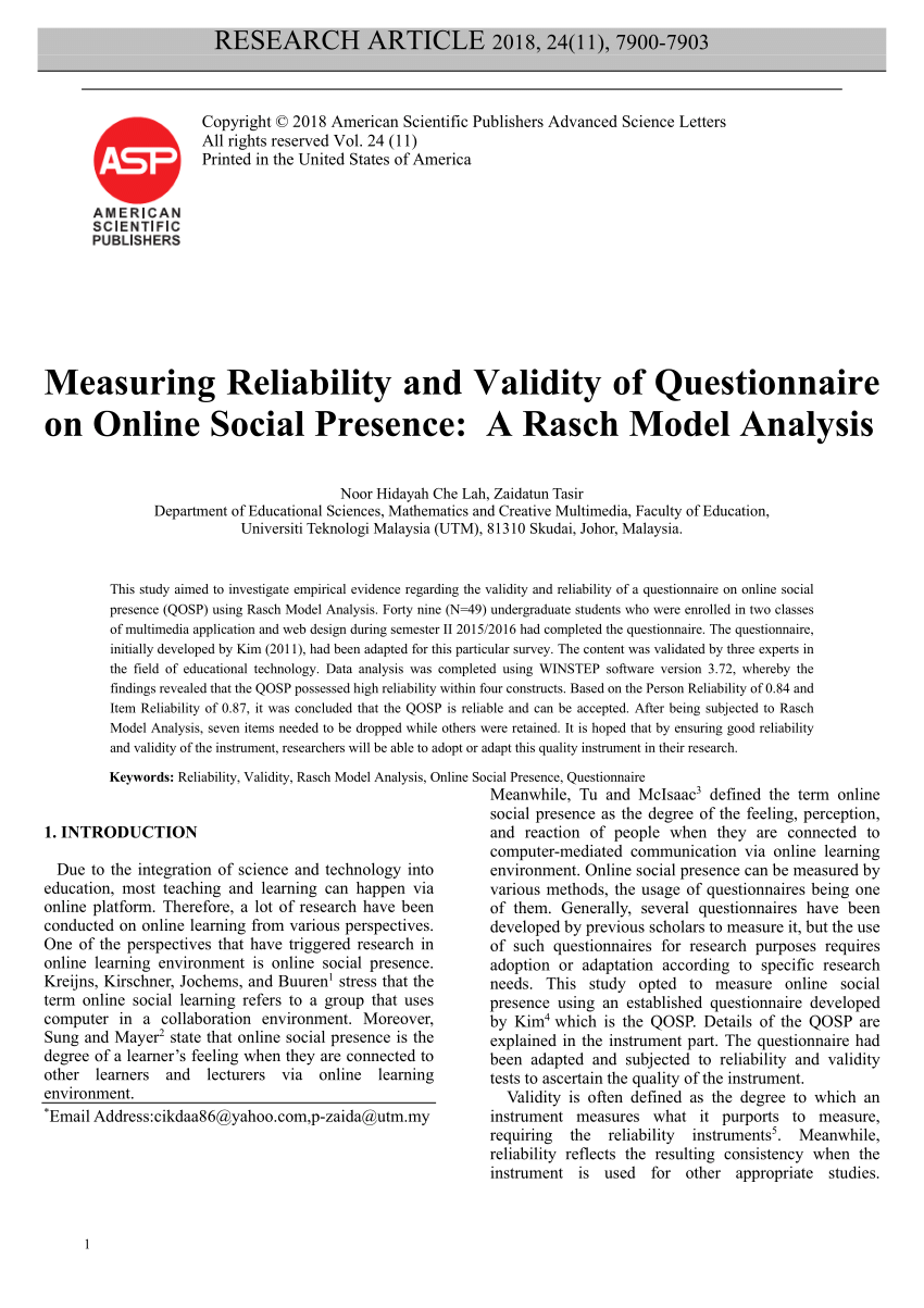 validity and reliability in research pdf