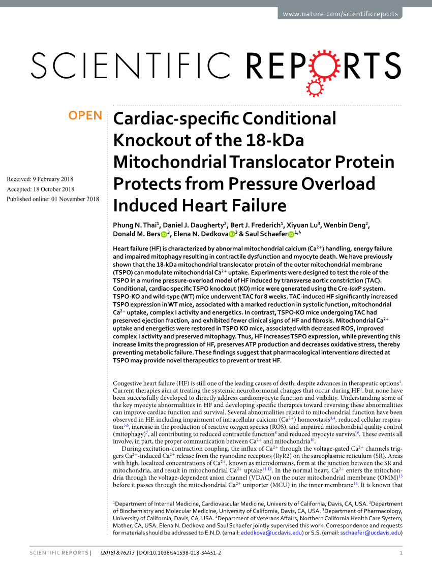 PDF) Cardiac-specific Conditional Knockout of the 18-kDa ...