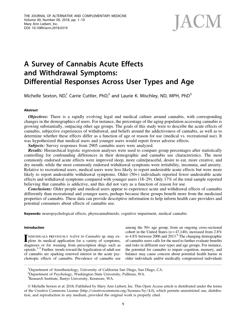PDF) A Survey of Cannabis Acute Effects and Withdrawal Symptoms ...