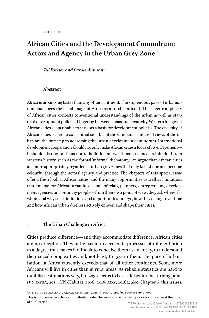 PDF) African Cities and the Development Conundrum: Actors and