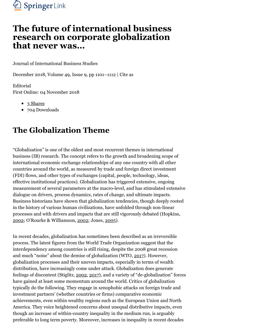 research paper in globalization