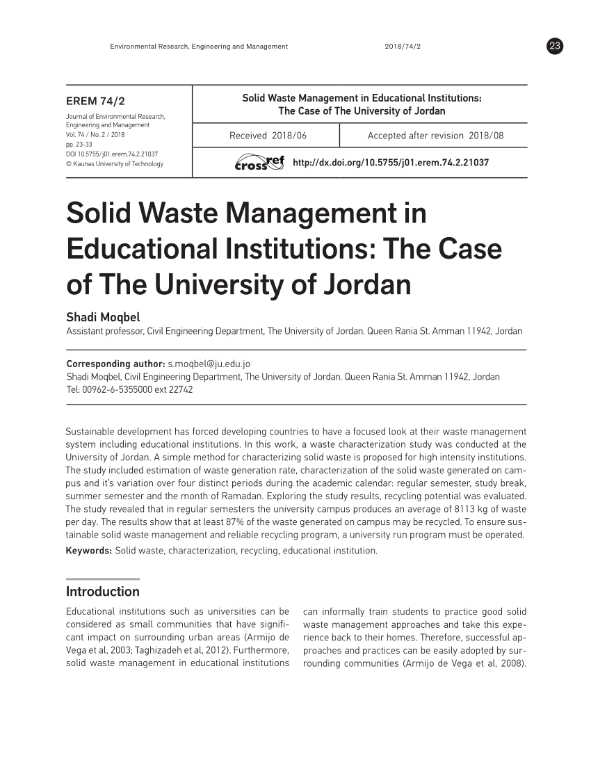 solid waste management in school research paper