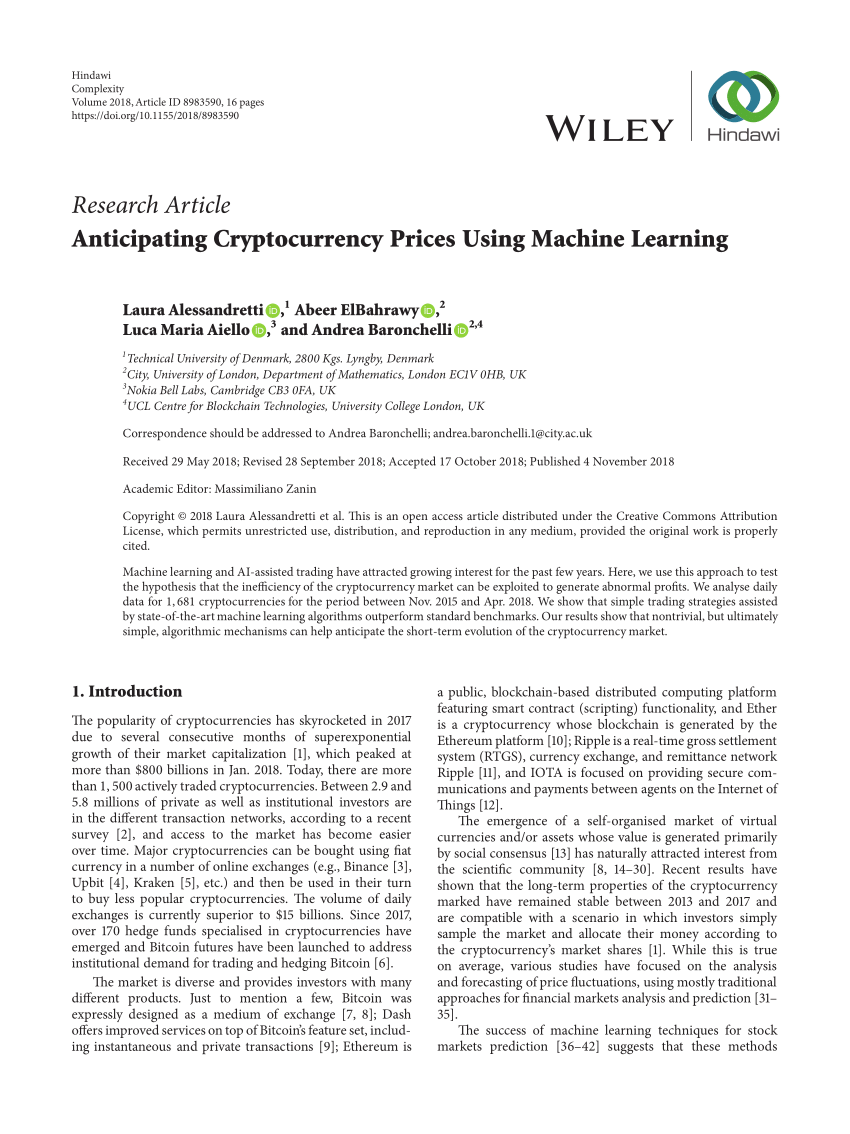 (PDF) Anticipating Cryptocurrency Prices Using Machine ...
