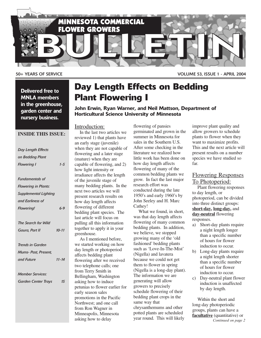 (PDF) Day Length Effects on Bedding Plant Flowering I