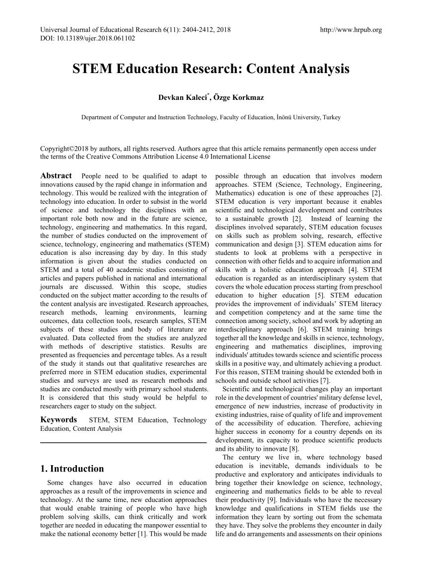 quantitative research paper related to stem strand
