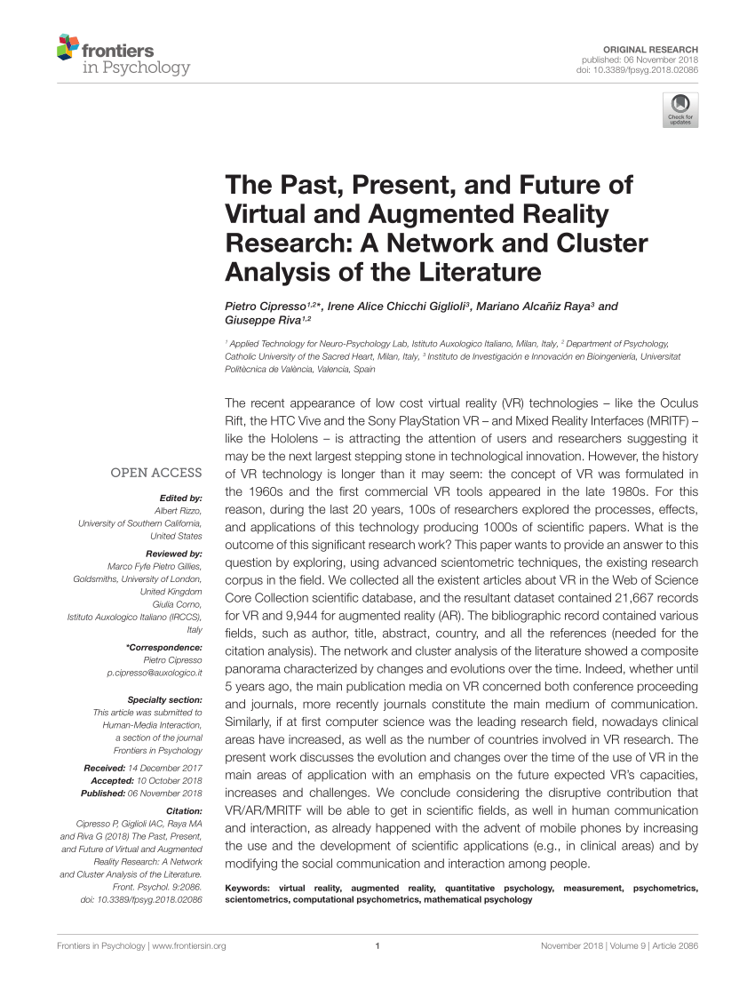 PDF) The Past, Present, and Future of Virtual and Augmented ...
